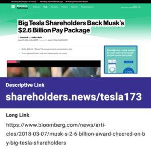 Smart Link Example: shareholders.news/tesla173