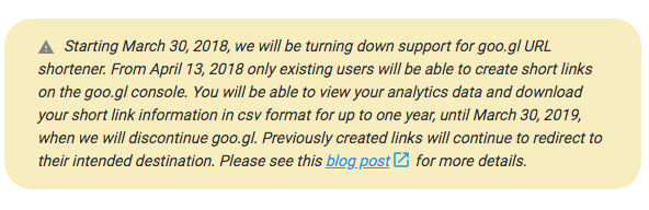 goo.gl service shut down