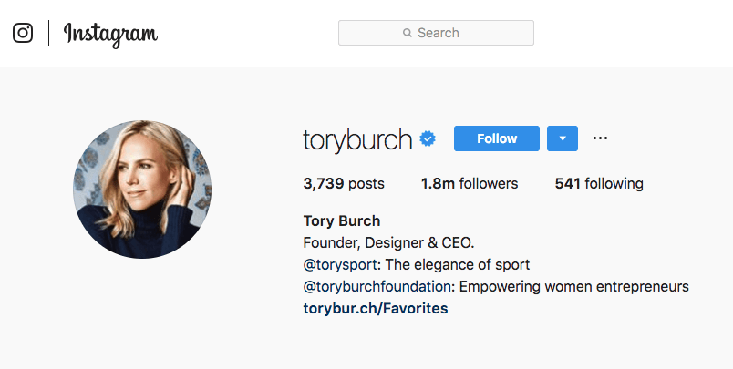 Instagram Profile with branded link